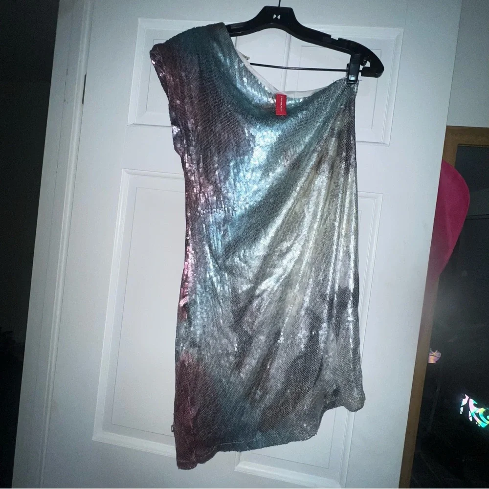 Apple Bottoms Metallic One-Shoulder Mini Dress - Picture 2 of 3